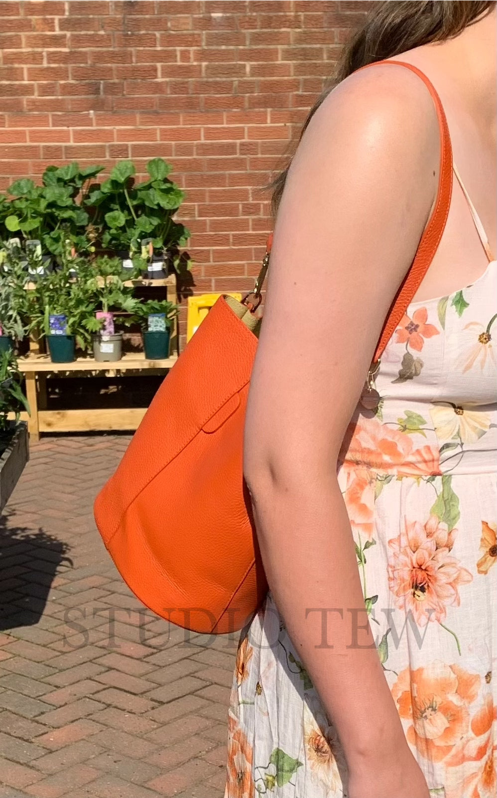 Orange Leather Bucket Bag - Sagrada