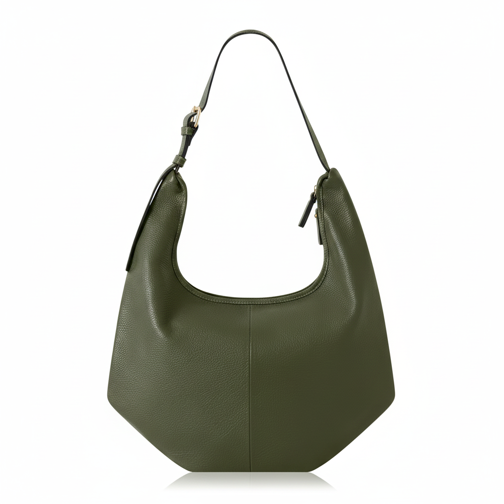 Olive Green Hobo Bag - Flat Lay