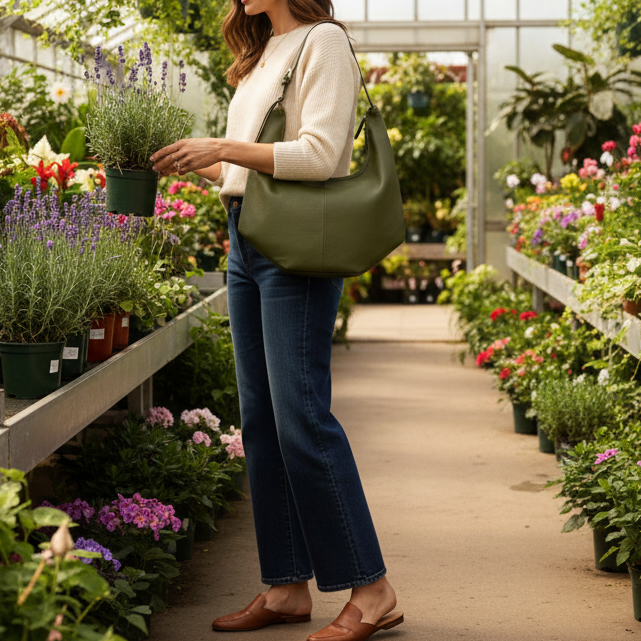 Olive Green Hobo Bag - Garden Centre V5