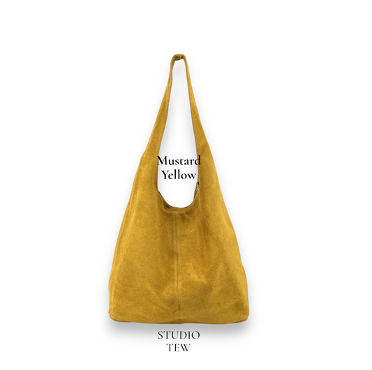 Mustard Yellow Suede Oversized Shoulder Bag - Charlie