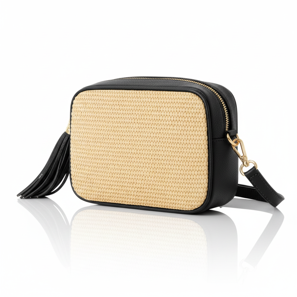 Opposite three-quarter view - Black Saskia bag
