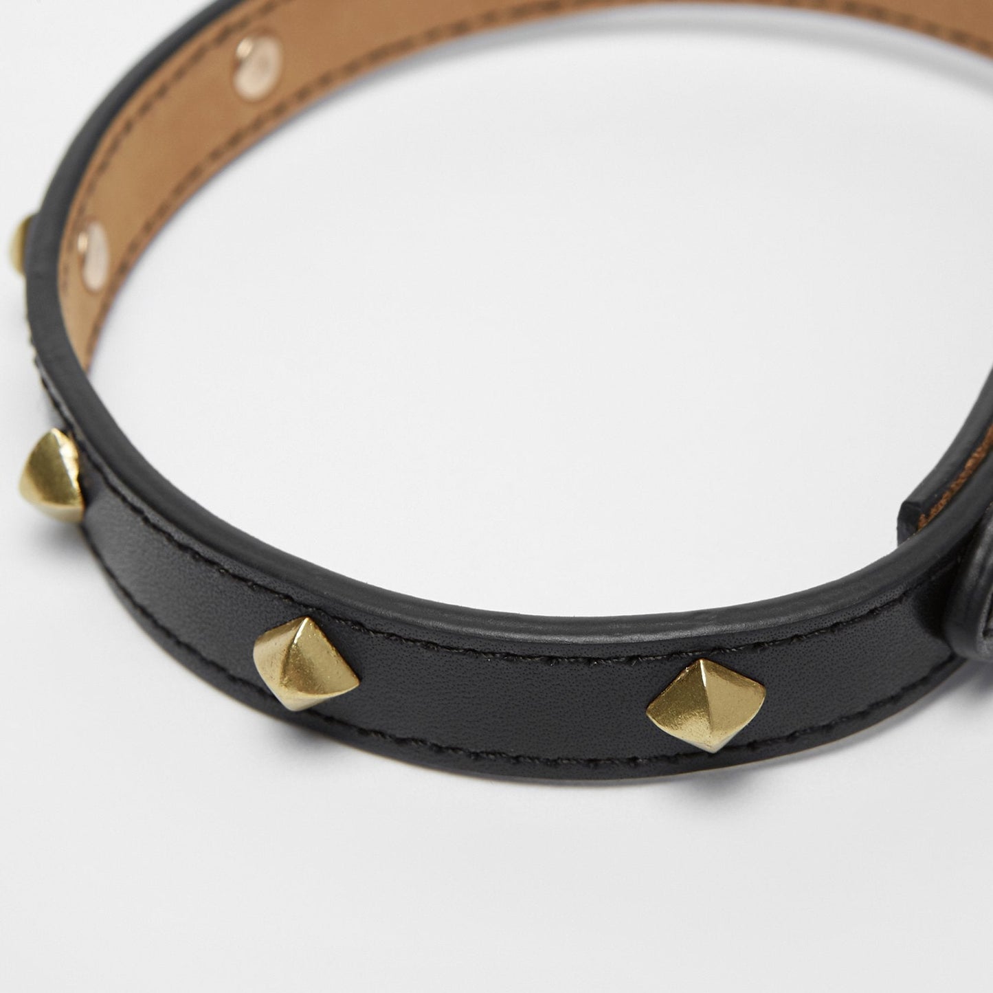 Golden Rivet Leather Collar (Black)