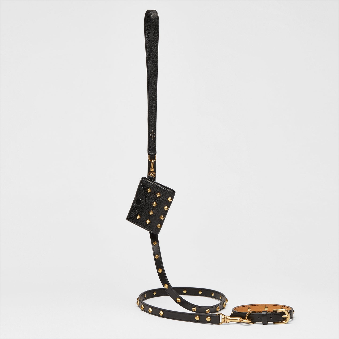 Golden Rivet Leather Collar (Black)