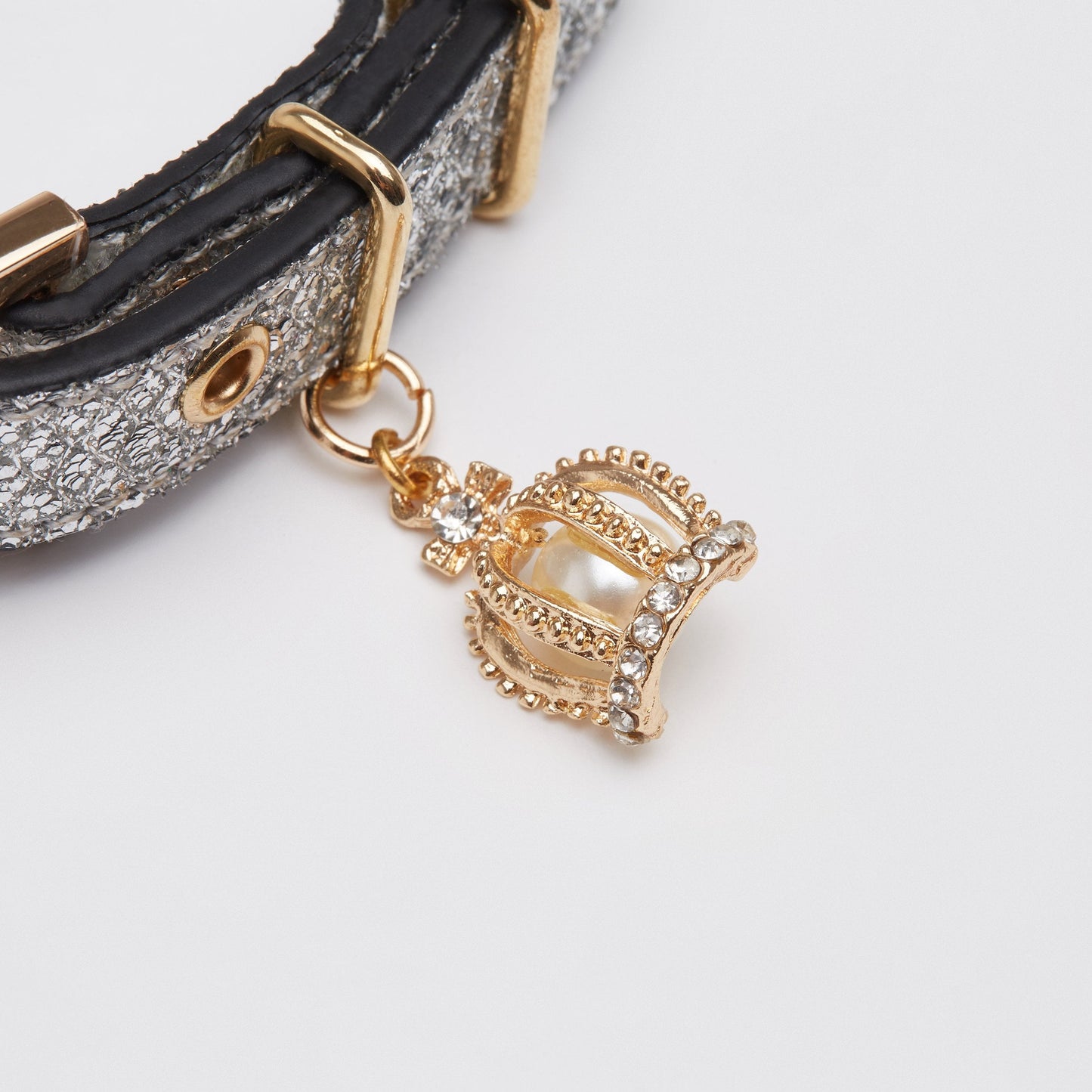 Glitter Collar with Crown (Silver)
