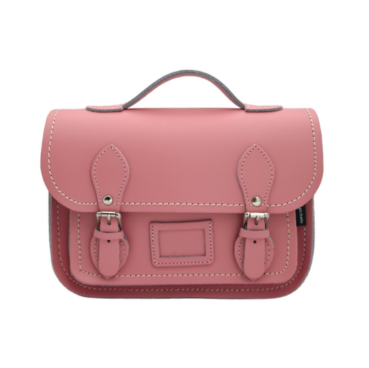 Leather Midi Satchel - Pastel Pink - STUDIO TEW