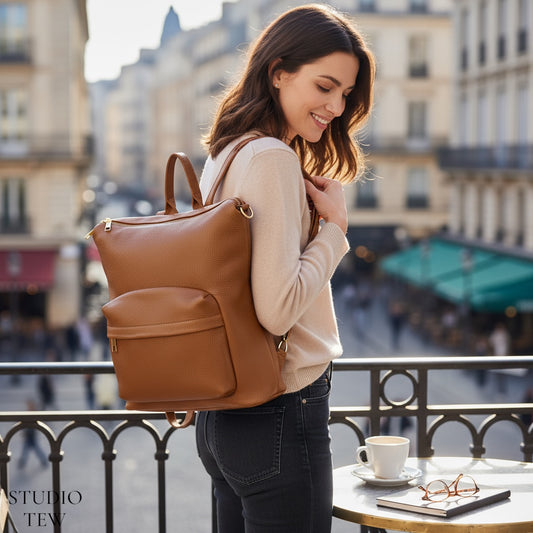 Dark Tan Leather Backpack  - Oakley