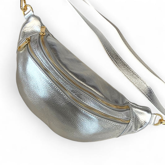Silver Leather Bag - Cecilia