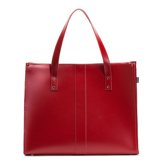 Handmade Leather Shopper - Red - STUDIO TEW