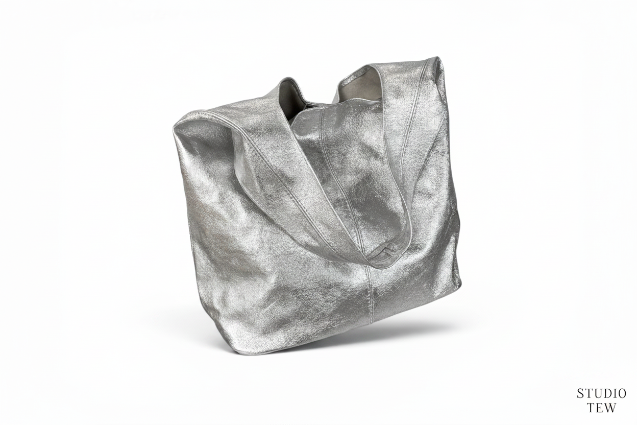 Silver Metallic Tote Bag