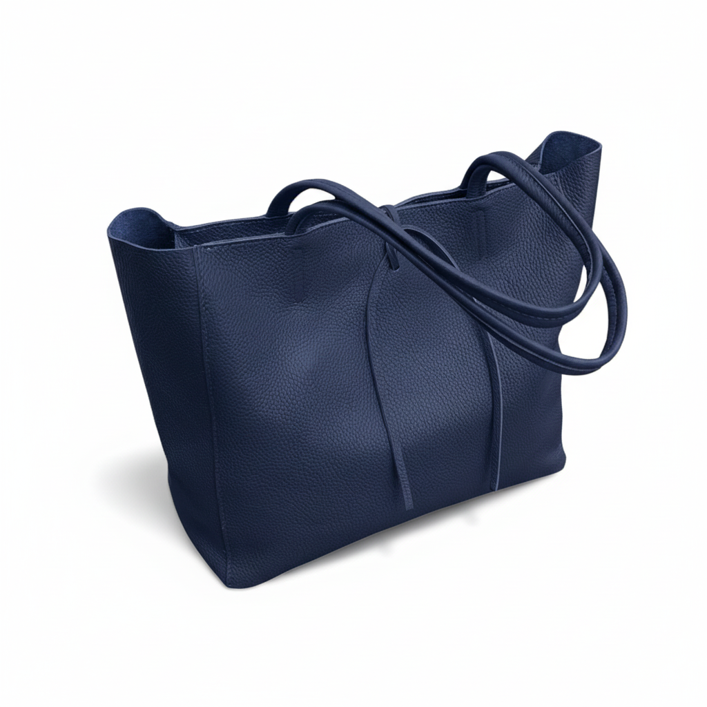 Solid Navy Tote - Three-Quarter