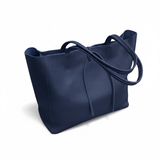 Solid Navy Tote - Three-Quarter