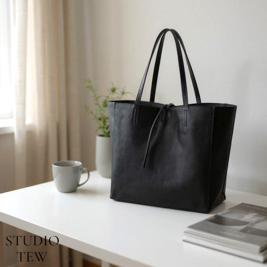 Black Spacious Shoulder Bag - Abbie