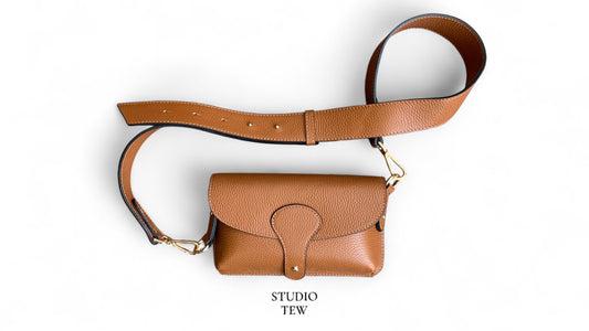 Tan Leather Compact Crossbody Bag - Vogue STUDIO TEW
