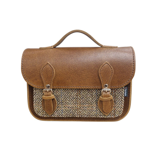 Midi Tannery & Tweed Satchel - Tan - STUDIO TEW