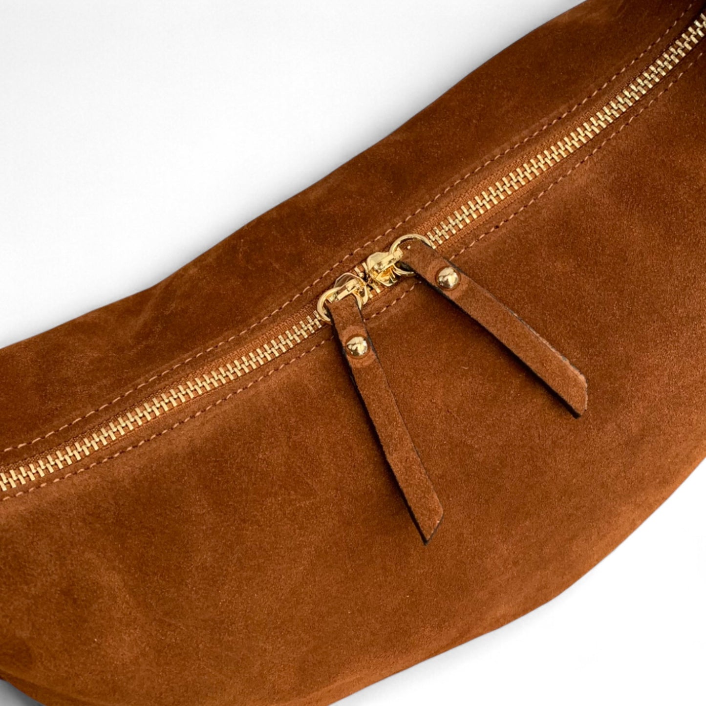 Tan Suede Crescent Shaped Hobo Bag - Valerie