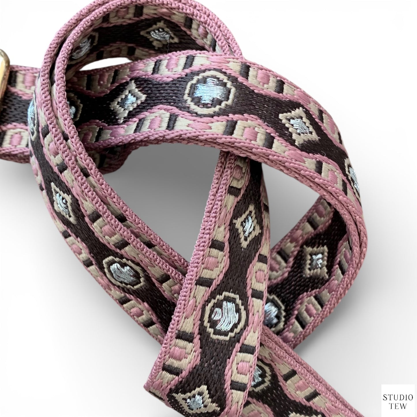 Mauve Pink & Brown Bag Strap - STUDIO TEW