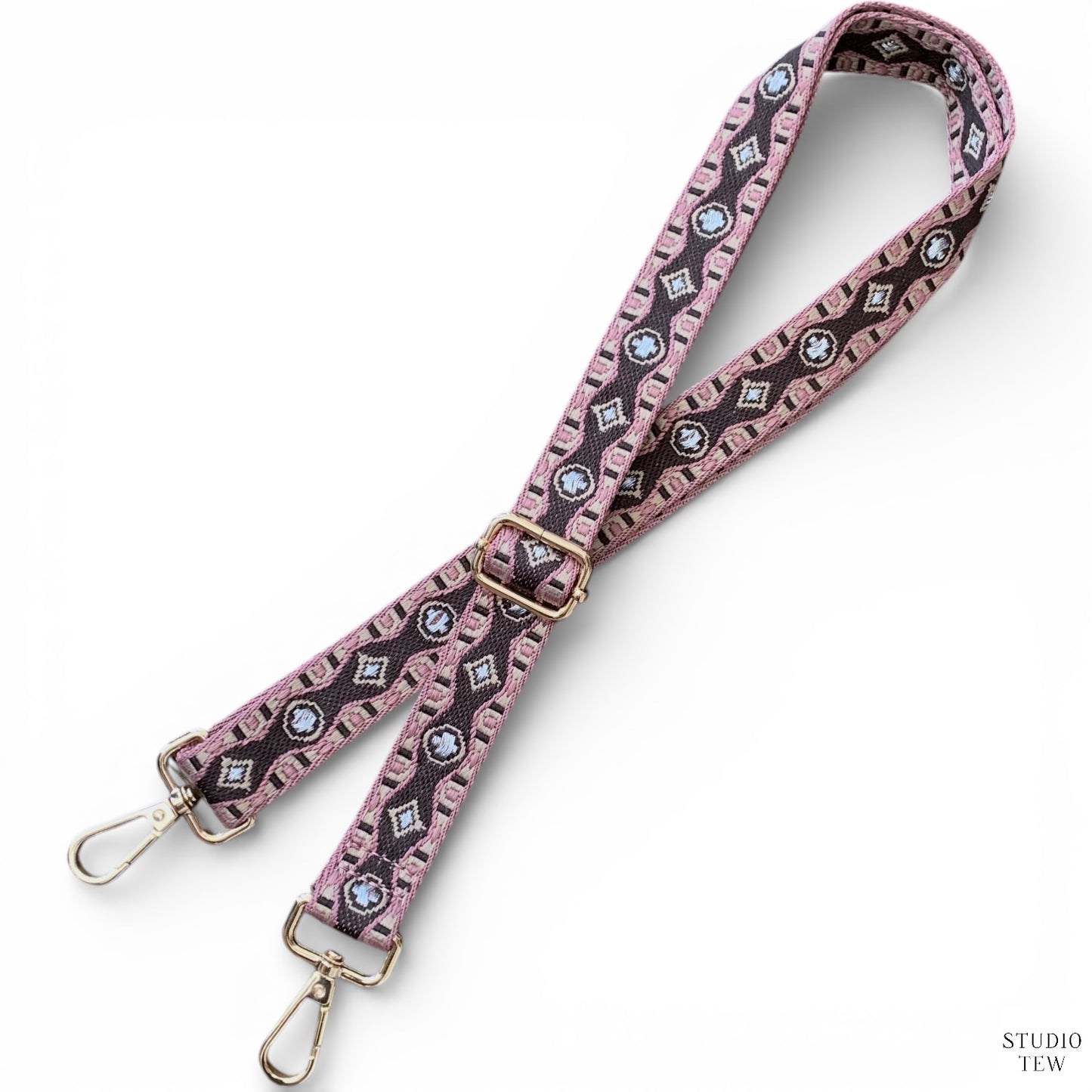 Mauve Pink & Brown Bag Strap - STUDIO TEW