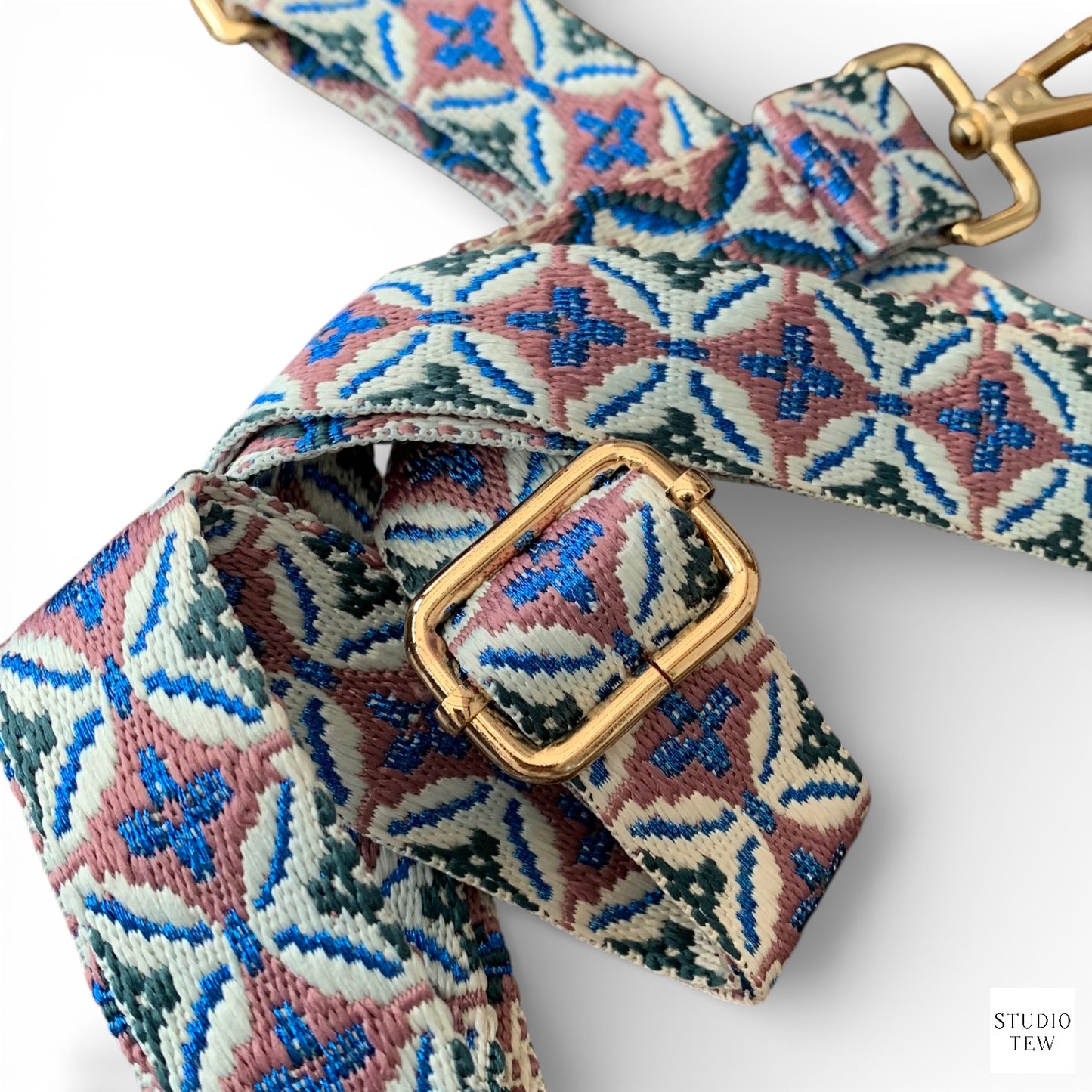 Biege, Blue, Teal & Pink Diamond Bag Strap - STUDIO TEW