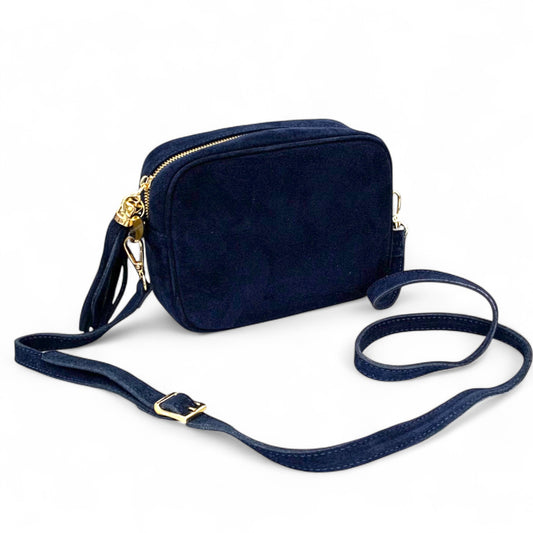 Umhängetasche aus marineblauem Wildleder