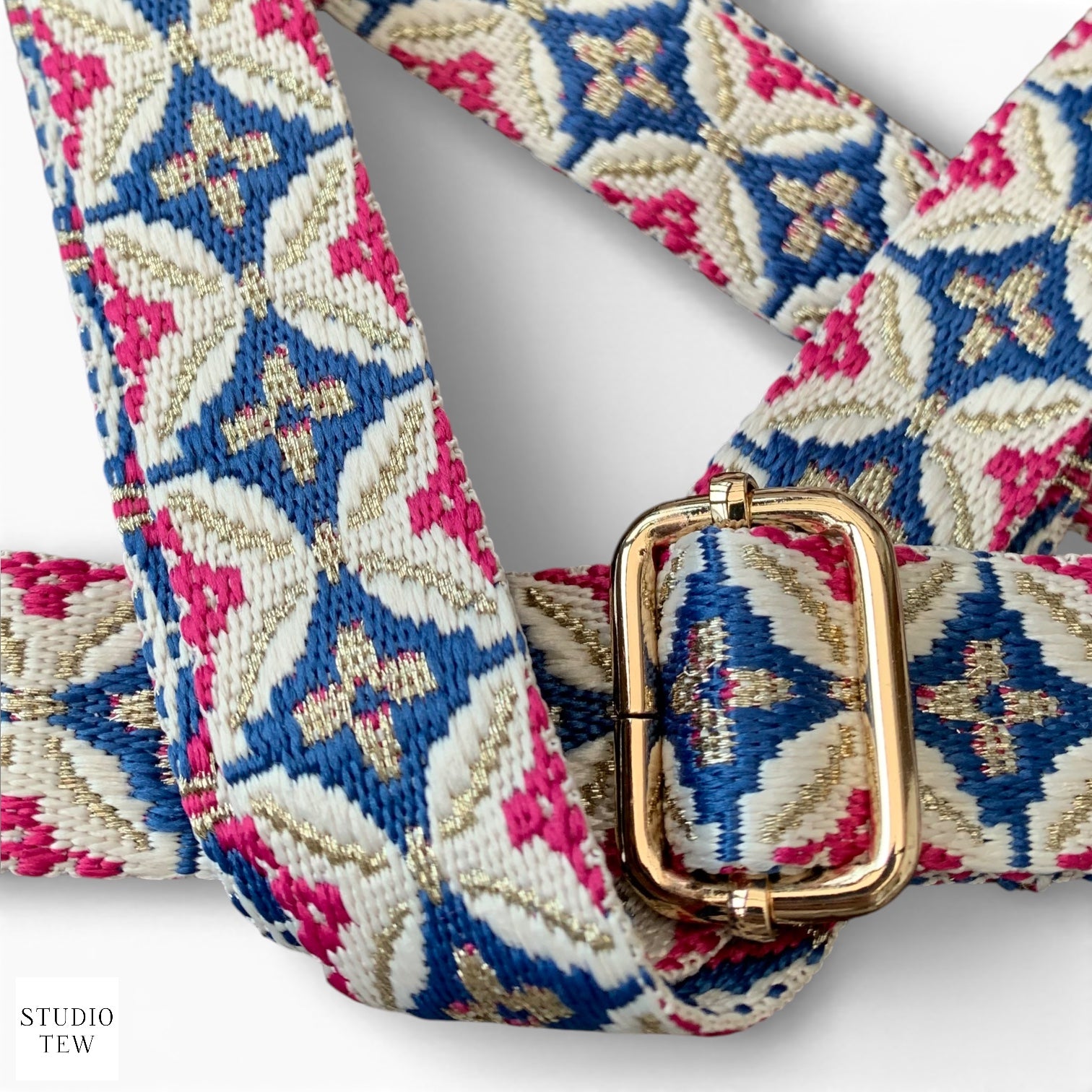 Pink, Beige & Blue Diamond Bag Strap - STUDIO TEW