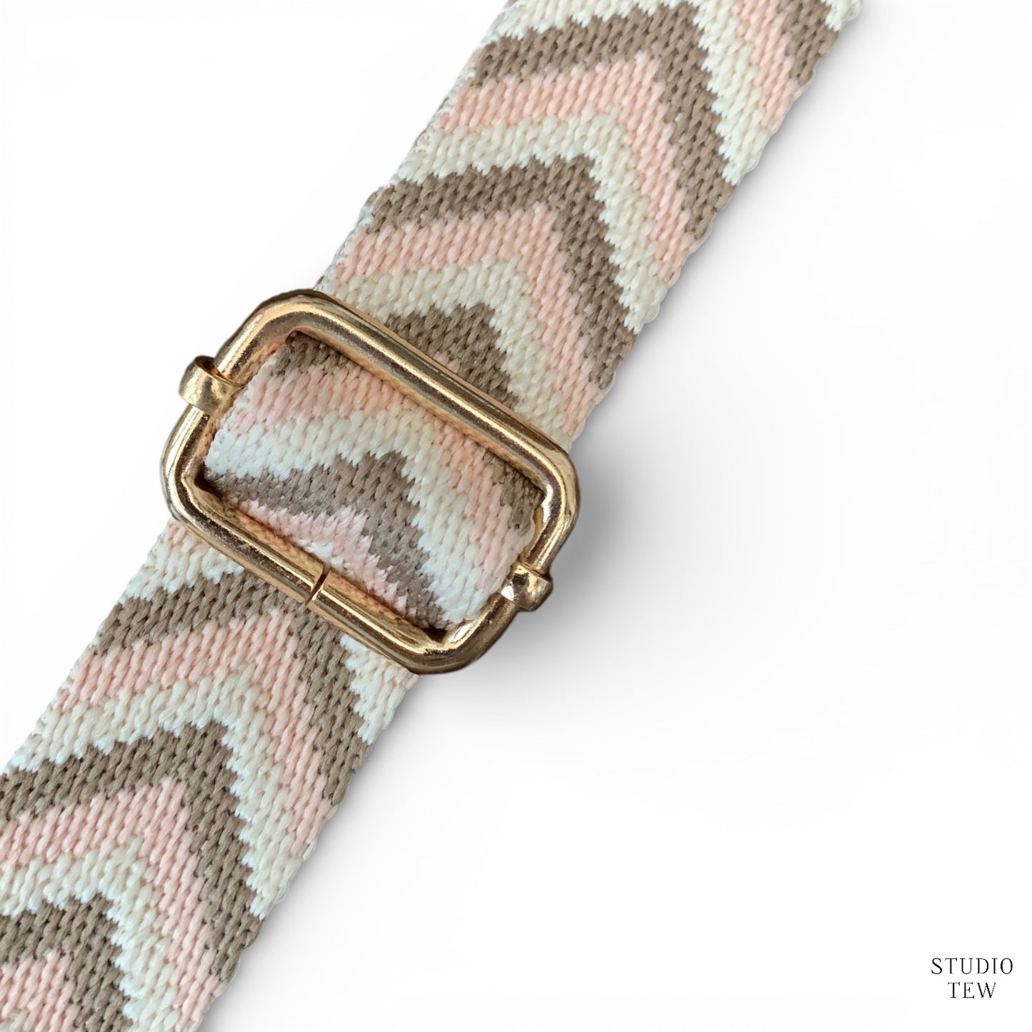 Beige, Taupe & Pale Pink Chevron Bag Strap - STUDIO TEW