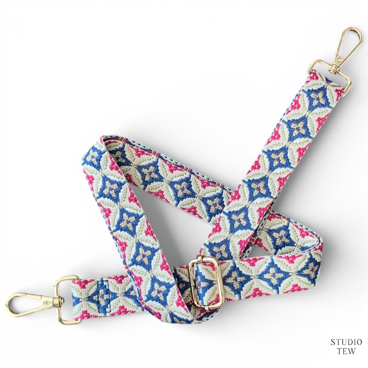 Pink, Beige & Blue Diamond Bag Strap - STUDIO TEW