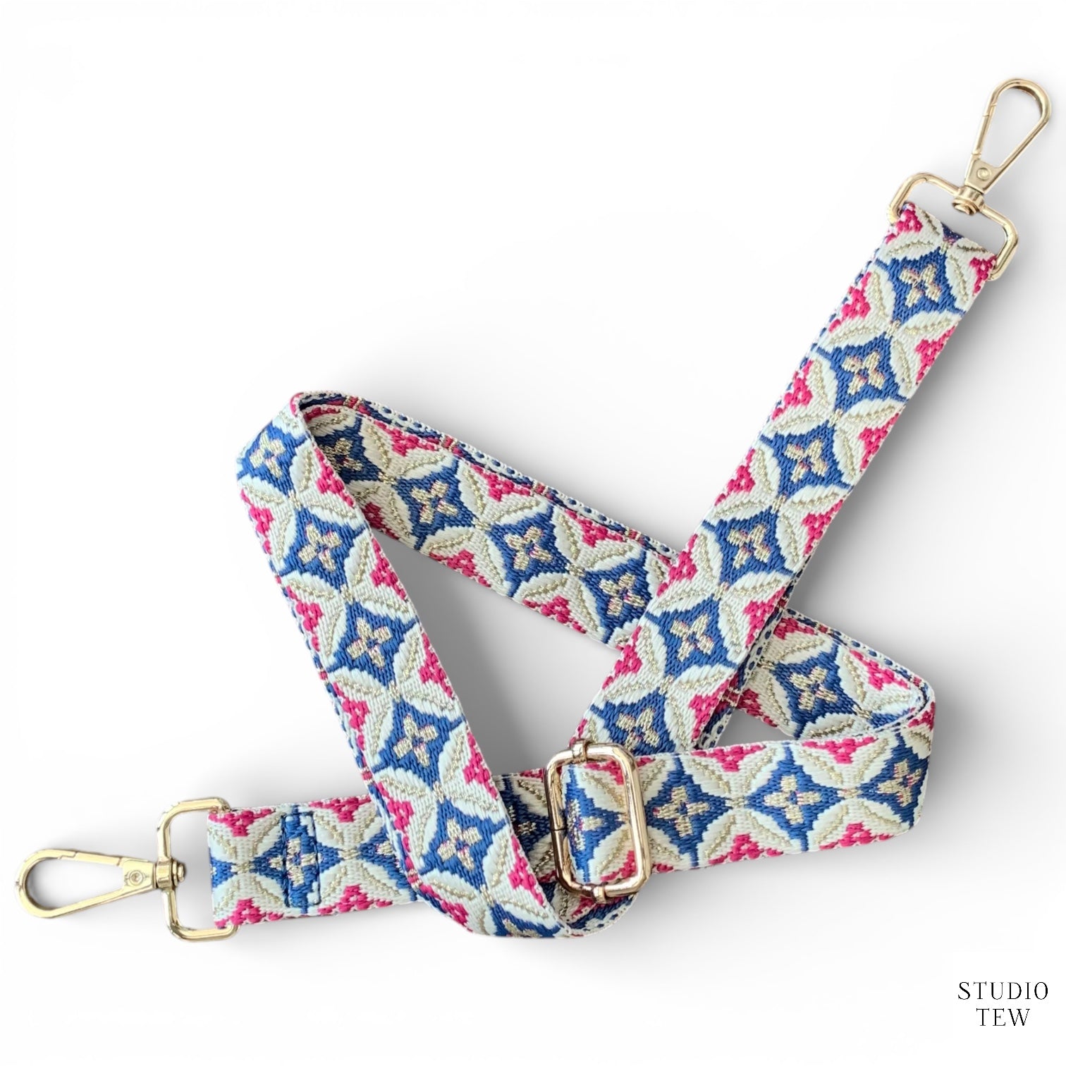 Pink, Beige & Blue Diamond Bag Strap - STUDIO TEW