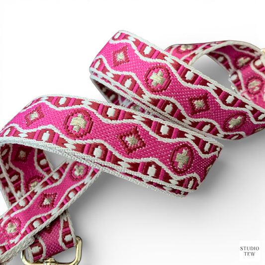 Pink, Beige & Gold Bag Strap - STUDIO TEW