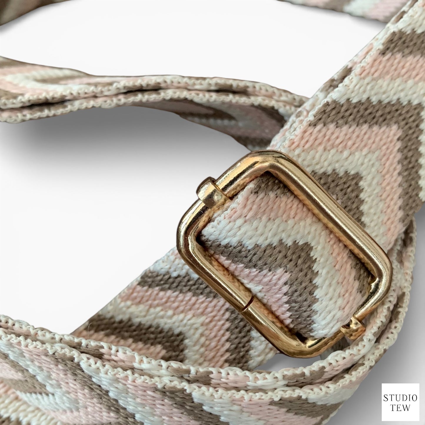 Beige, Taupe & Pale Pink Chevron Bag Strap - STUDIO TEW