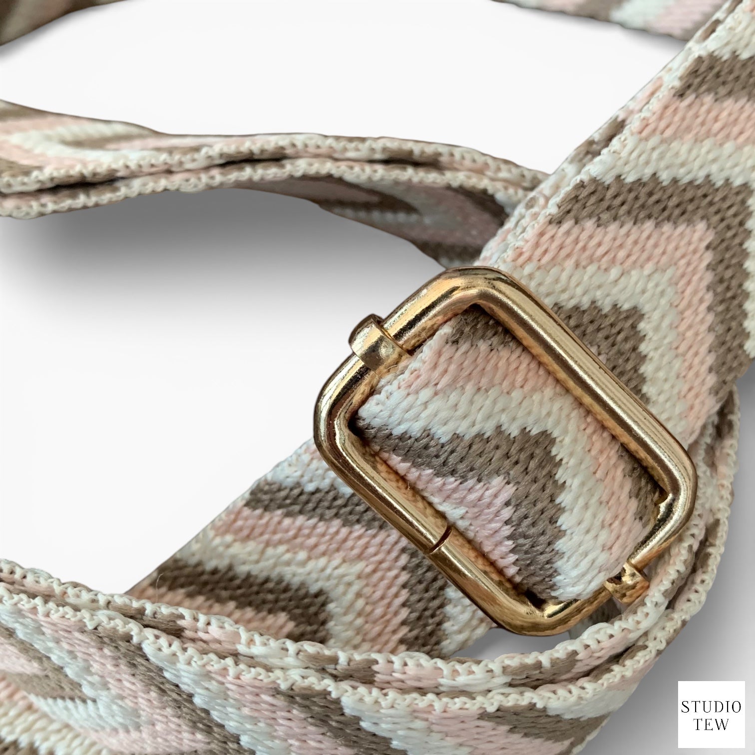 Beige, Taupe & Pale Pink Chevron Bag Strap - STUDIO TEW