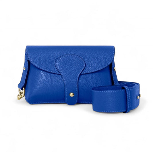 Royal Blue Leather Compact Crossbody Bag - Vogue STUDIO TEW