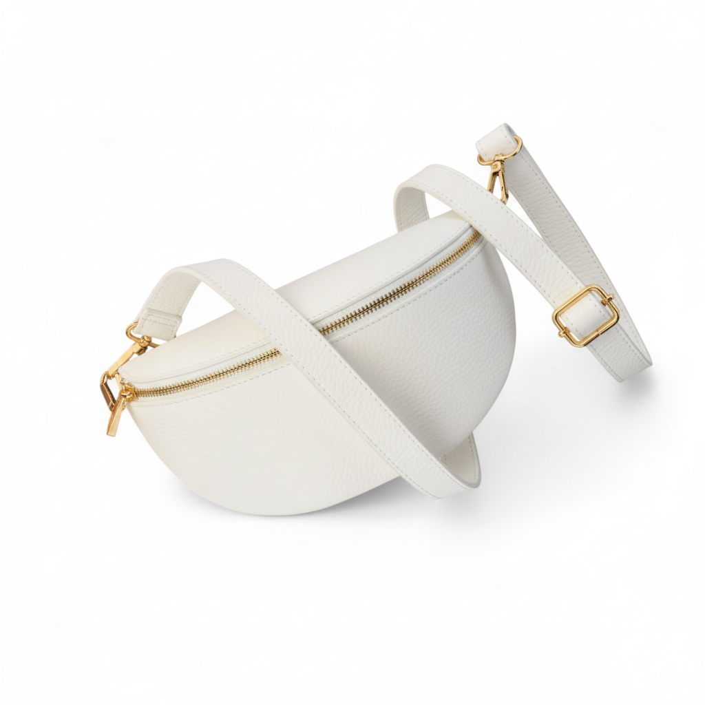 White belt bag with strap