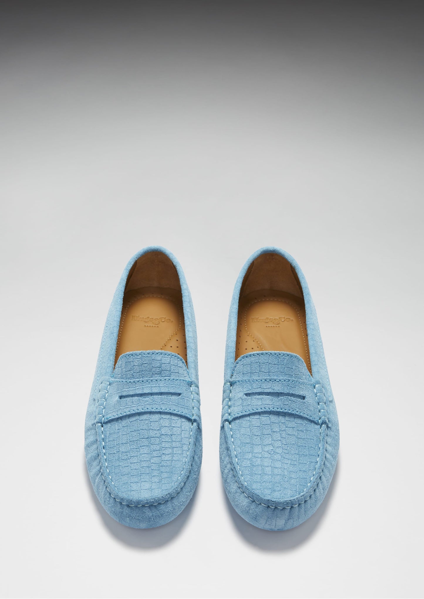 Women's Penny Driving Loafers, blue embossed suede