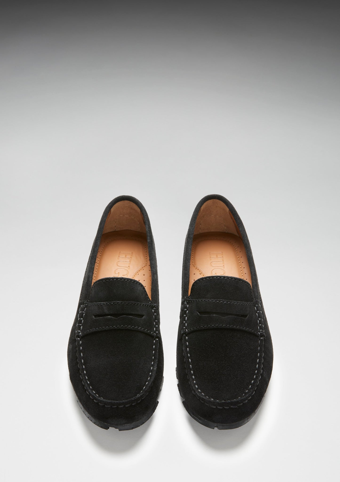 Women's Tyre Sole Penny Loafers, black suede