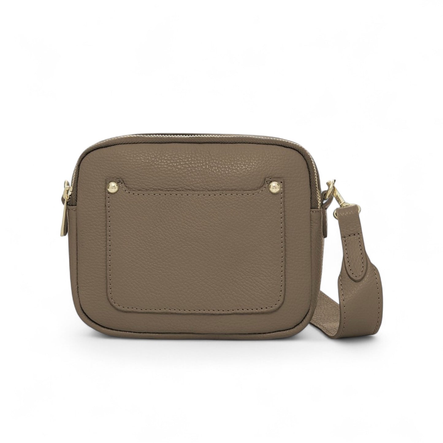 Sac Double Zip en Cuir Taupe - Victoria